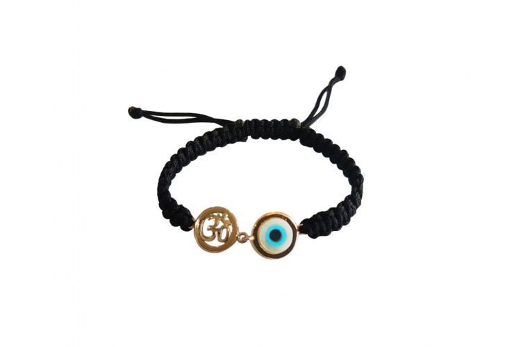 Auspicious om & evil eye joint bracelet with 10mm charm